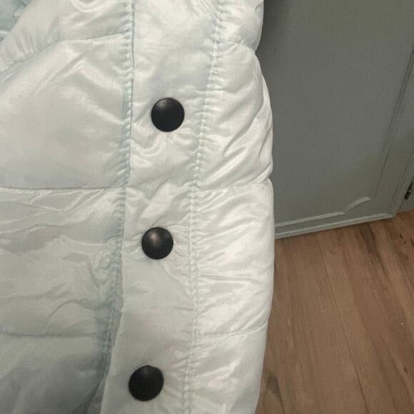 Swiss Tech Ice Blue Size Large 12 14 Long Puffer Jacket Coat Full Zip Hooded - Picture 4 of 8